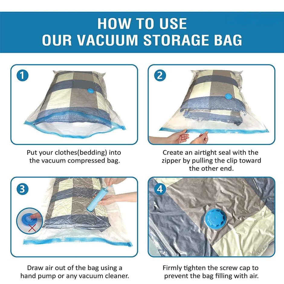 Lazer Space Saver Reusable Vacuum Bags for Travel with Hand Pump | Transparent