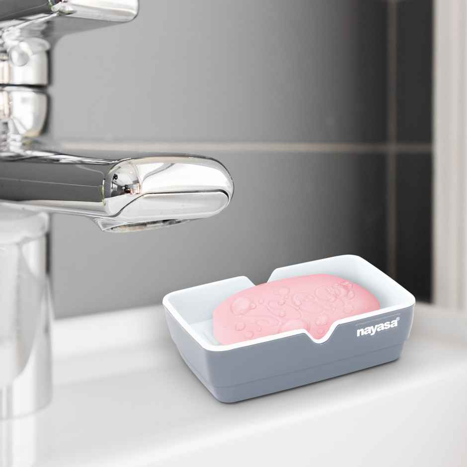 Nayasa Jumbo Plastic Soap Case for Bathroom, Grey