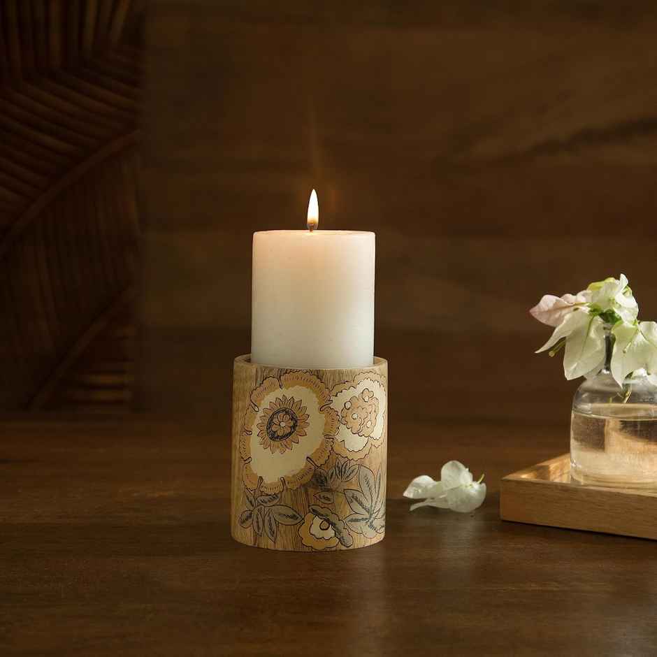 Fleur D'Or Candle Stand Small | Wood | Natural | Ellementry