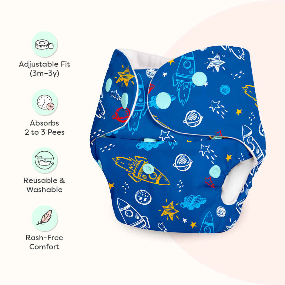 SuperBottoms Pack of 7 100% Cotton Reusable Cloth Diaper (3 Months to 3 Years) Washable & Rashfree