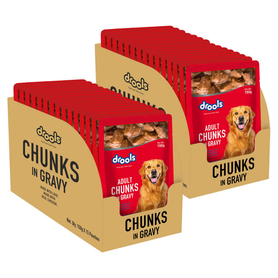 Drools Adult Real Chicken And Chicken Liver Chunks In Gravy (150 gm x 30)