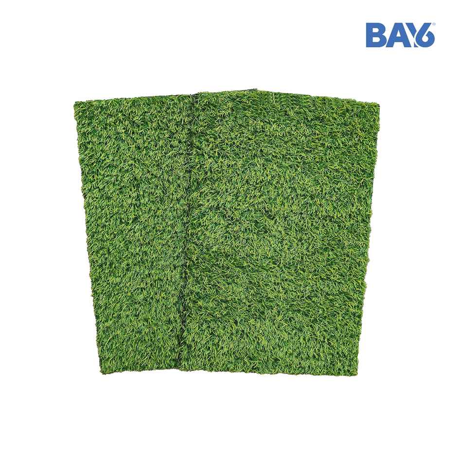 BAY6 PVC Anti-Skid Artificial Grass Outdoor Mat - Green | 2pc - 37 x 57 cm