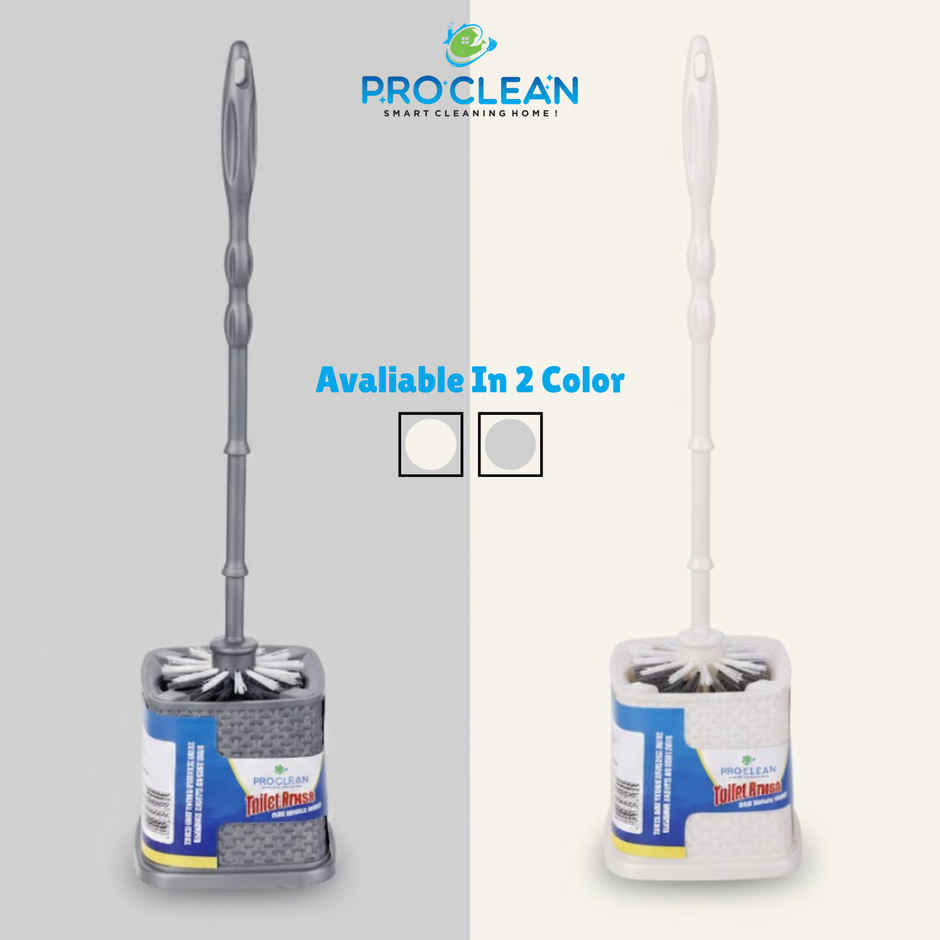 Proclean Round Toilet Brush with Square Holder Stand | Colour May Vary