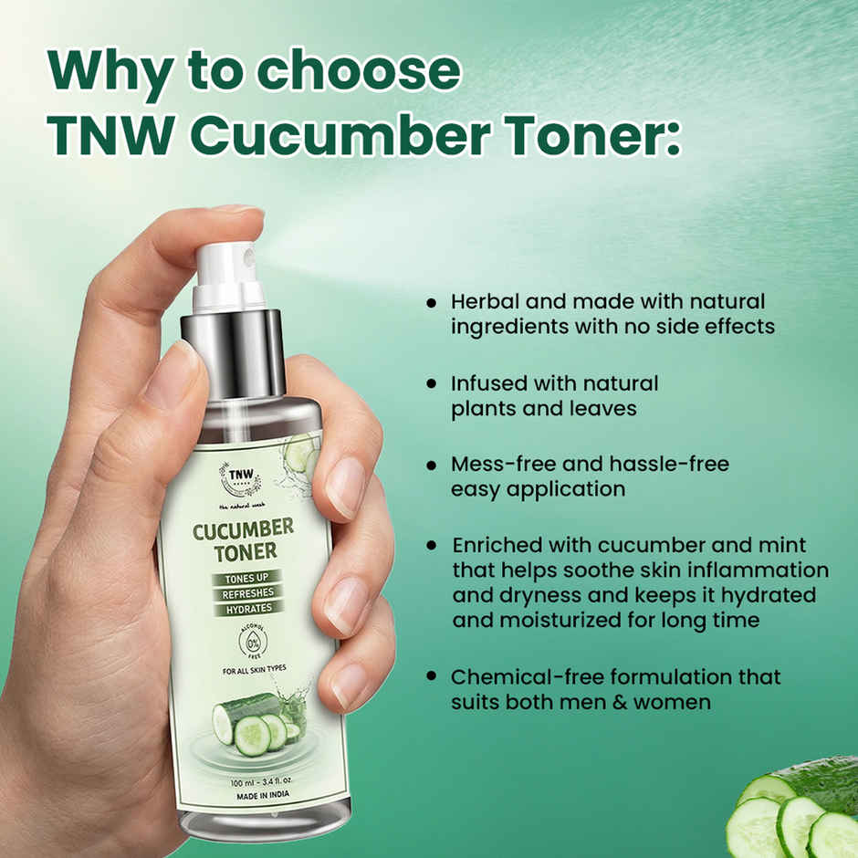TNW The Natural Wash Cucumber Toner for Cleansing & Refreshing Skin Pore Tightening Toner with Spray