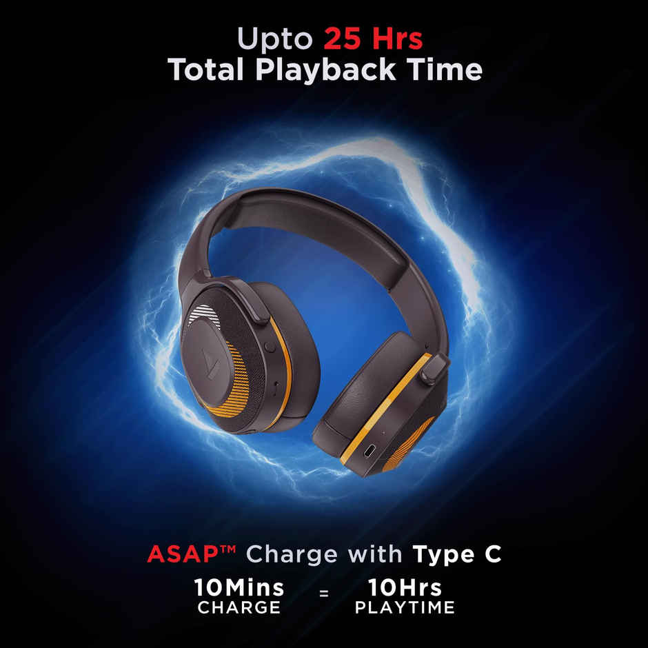 boAt Rockerz 425 Bluetooth Wireless On Ear Headphones Signature Sound, ENx Tech(Calm Orange)