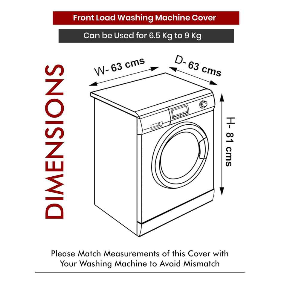 Daluci Front Load Washing Machine Cover For Bosch 6.5-9 kg | Black and Grey | 63 x 63 x 81 cm