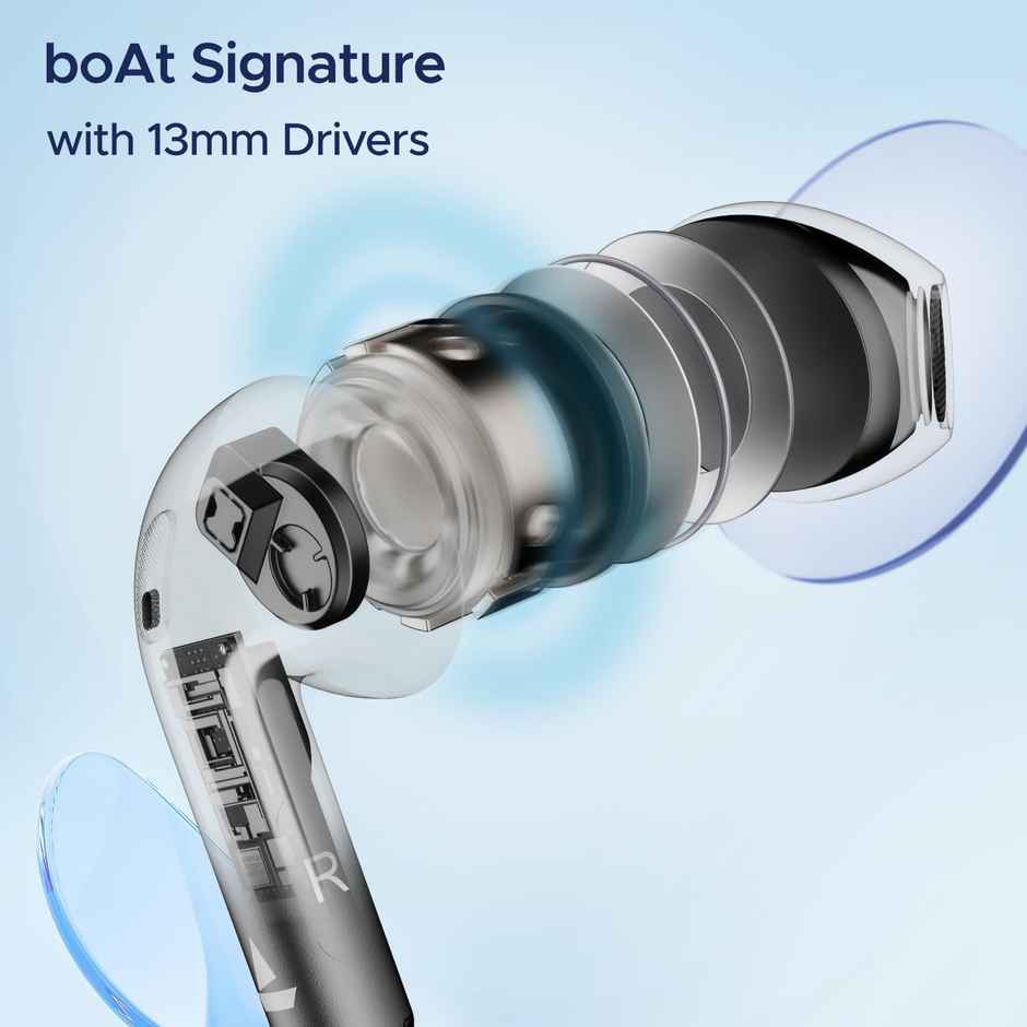 boAt Airdopes Ace TWS Earbuds w/ 35H Playback, 13mm Drivers, ENx Tech & BEAST Mode (Active Black)