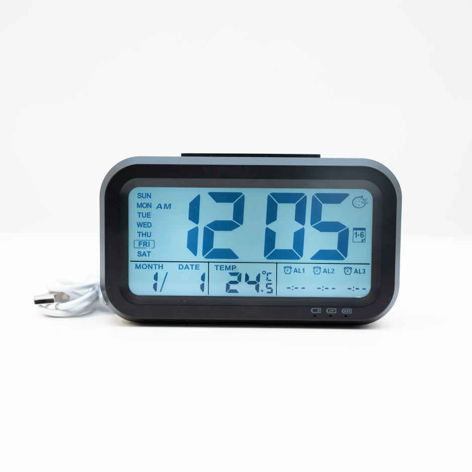 Urbanfix Bulfyss USB Rechargeable Digital Alarm Clock, Date, Temperature, Backlight LCD Display