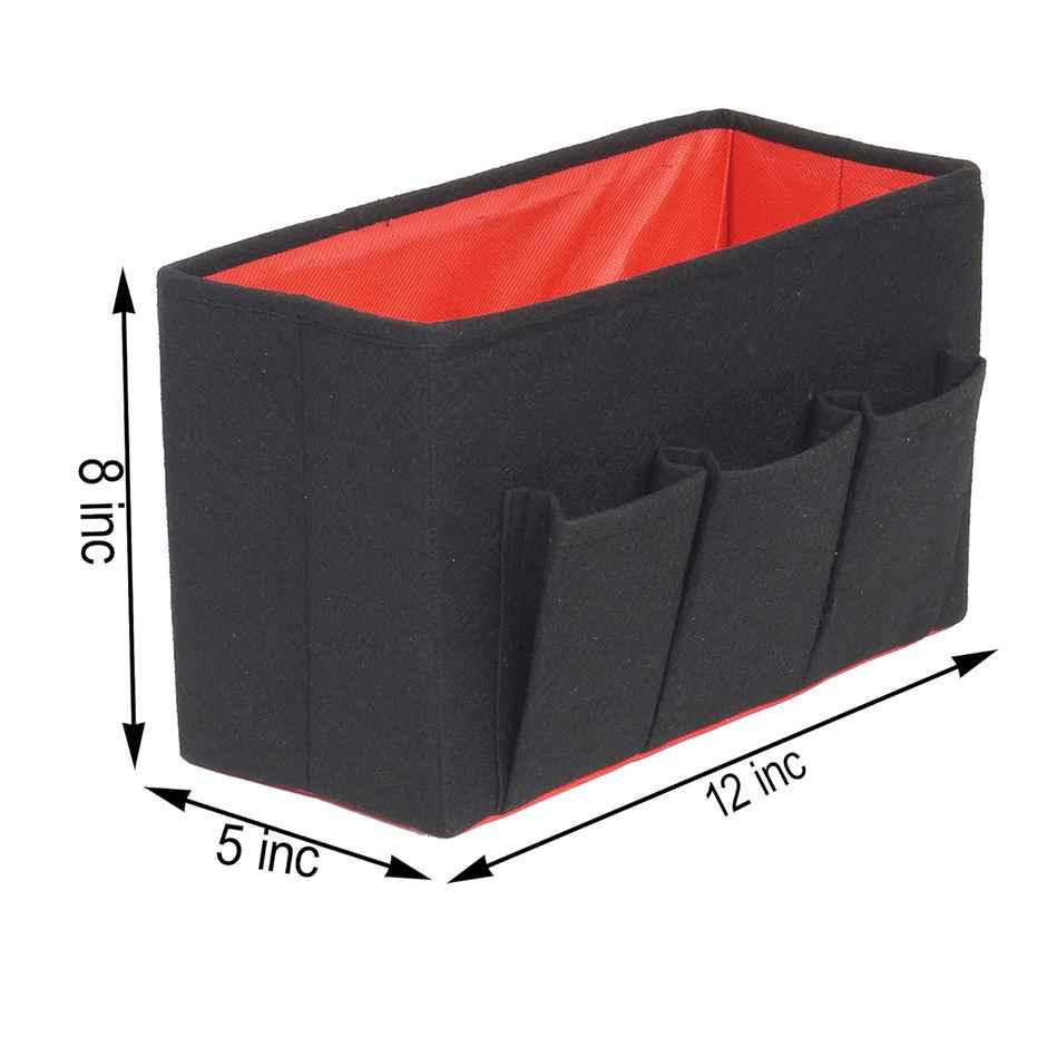 Prettykrafts Felt Magazine Holder / Files Organiser/ Multiutility Storage Box Files Set Of 1, Black