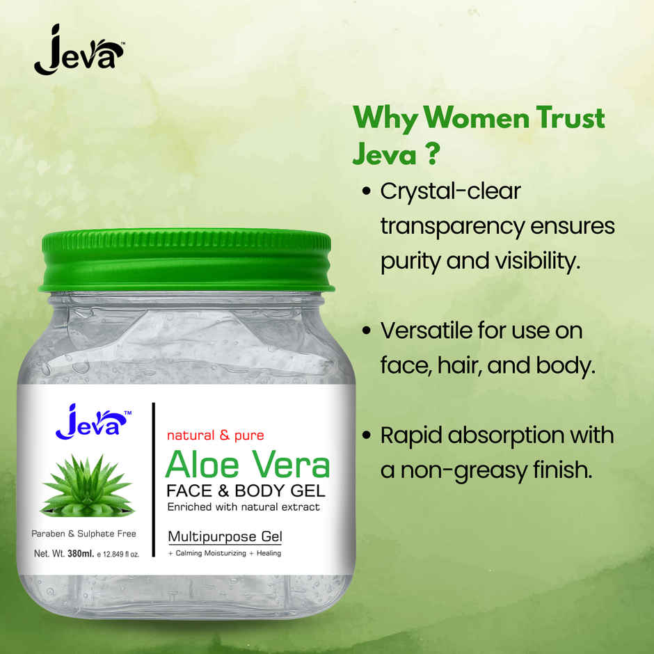 Jeva Aloe Vera Gel | Hydrating & Revitalizing Care for Young, Radiant Skin & Hair