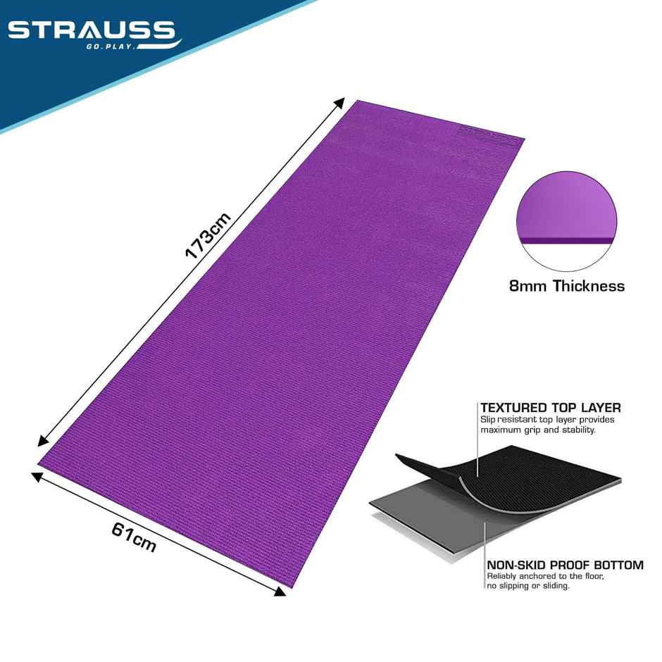 Strauss Yoga Mat, 8 mm (Purple)