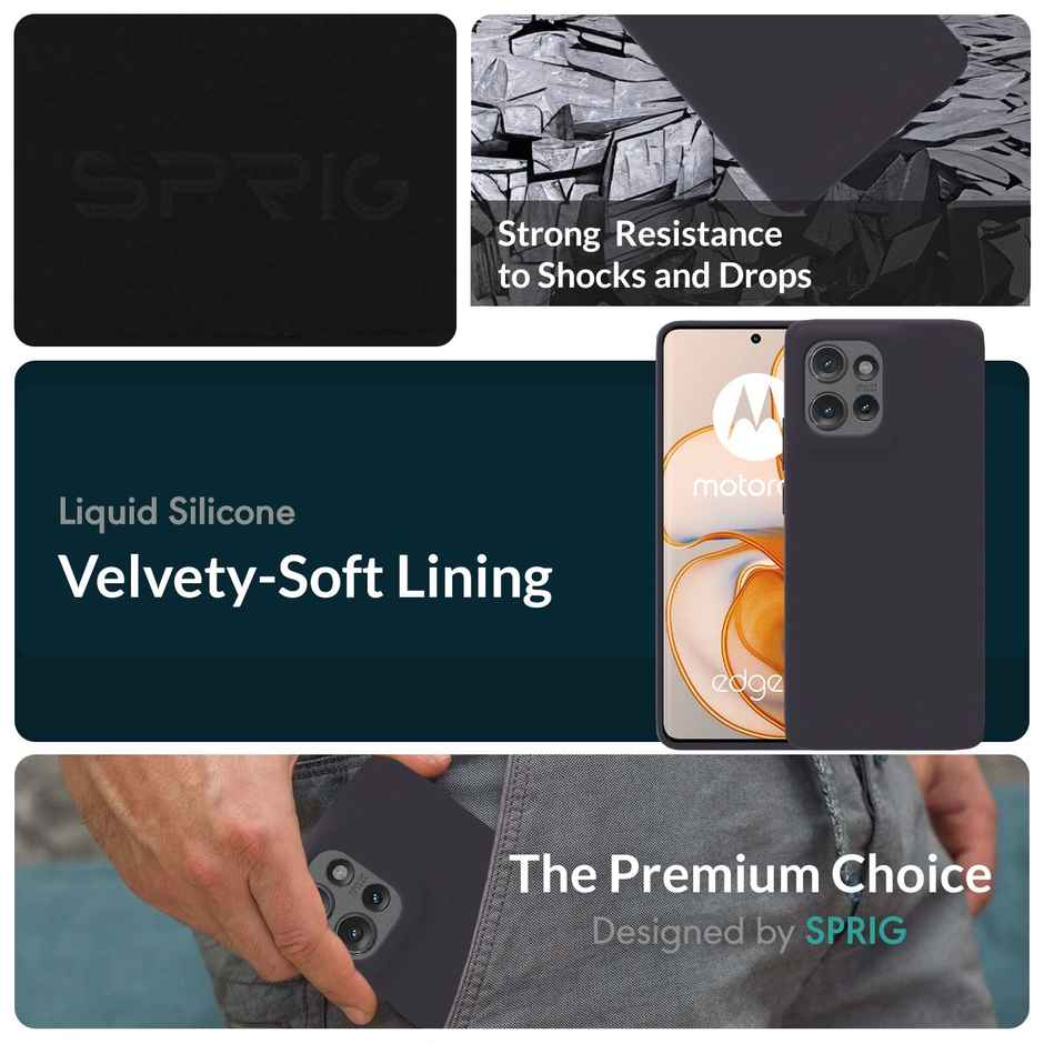 Sprig Premium Back Cover for Moto Edge 50 Liquid Silicone Shock Proof | Charcoal Gray