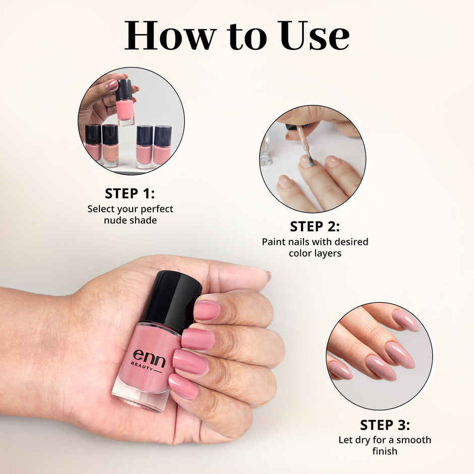 ENN Beauty Extra Shine Nail Paint Kit With Free Nail Paint Remover 30 Wipes - Perfect Nudes