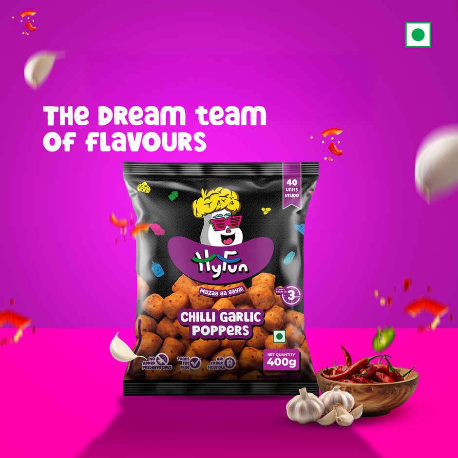 HyFun Chilli Garlic Potato Poppers, Spicy Nuggets | Frozen