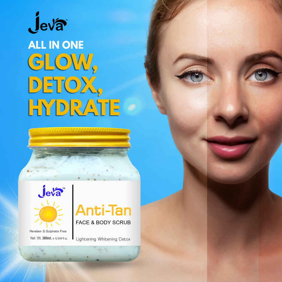Jeva De-Tan Detox Scrub - Skin Brightening & Tan Removal Gel