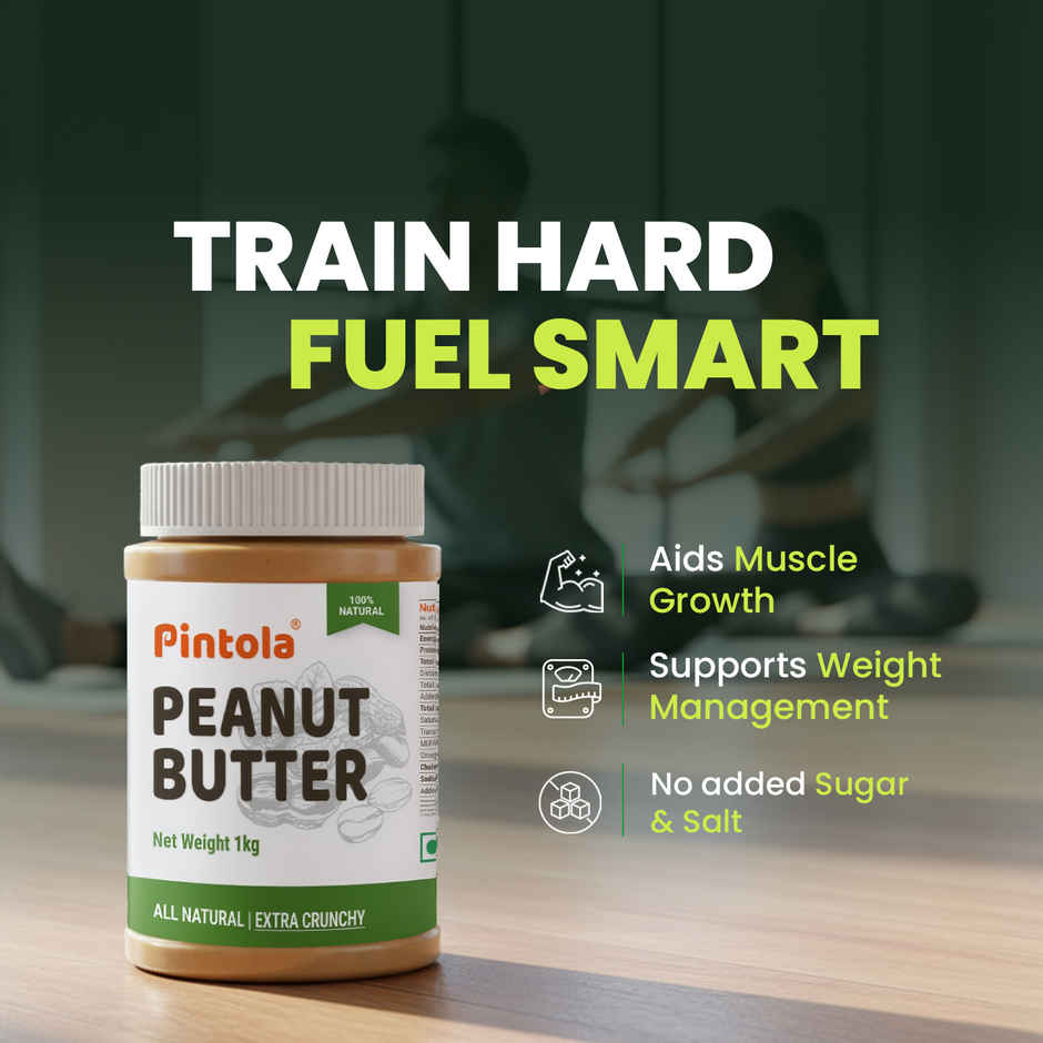 Pintola All Natural Peanut Butter, Extra Crunchy, Unsweetened, 30g Protein, Vegan, Gluten Free