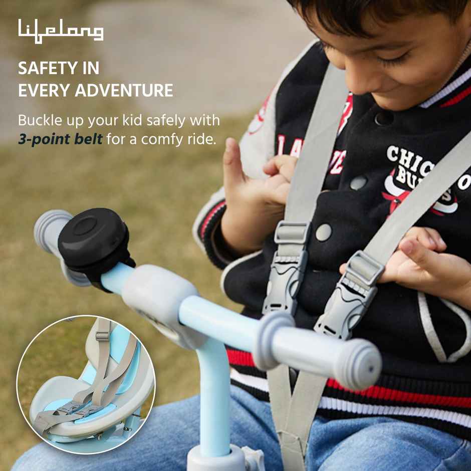 Lifelong Kids Tricycle 2-5 Years with Parental Control | EVA Wheels | Blue & Grey | 30 kg
