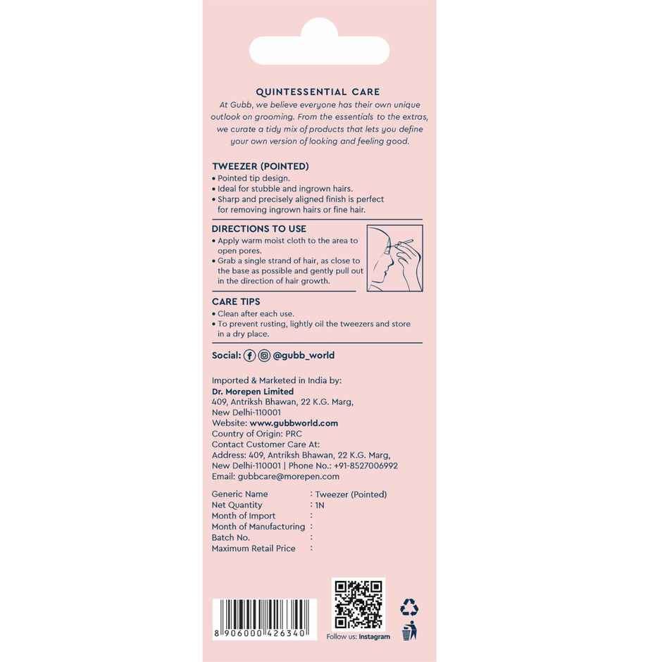 GUBB Pointed Tweezer for Blackheads & Ingrown Hair