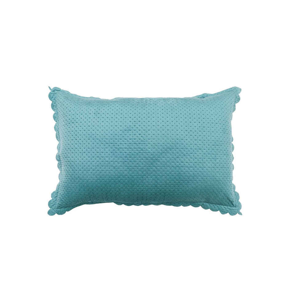 Hosta Homes Velvet Fabric Laser Cut Aqua Pillow Cover Pack of 2