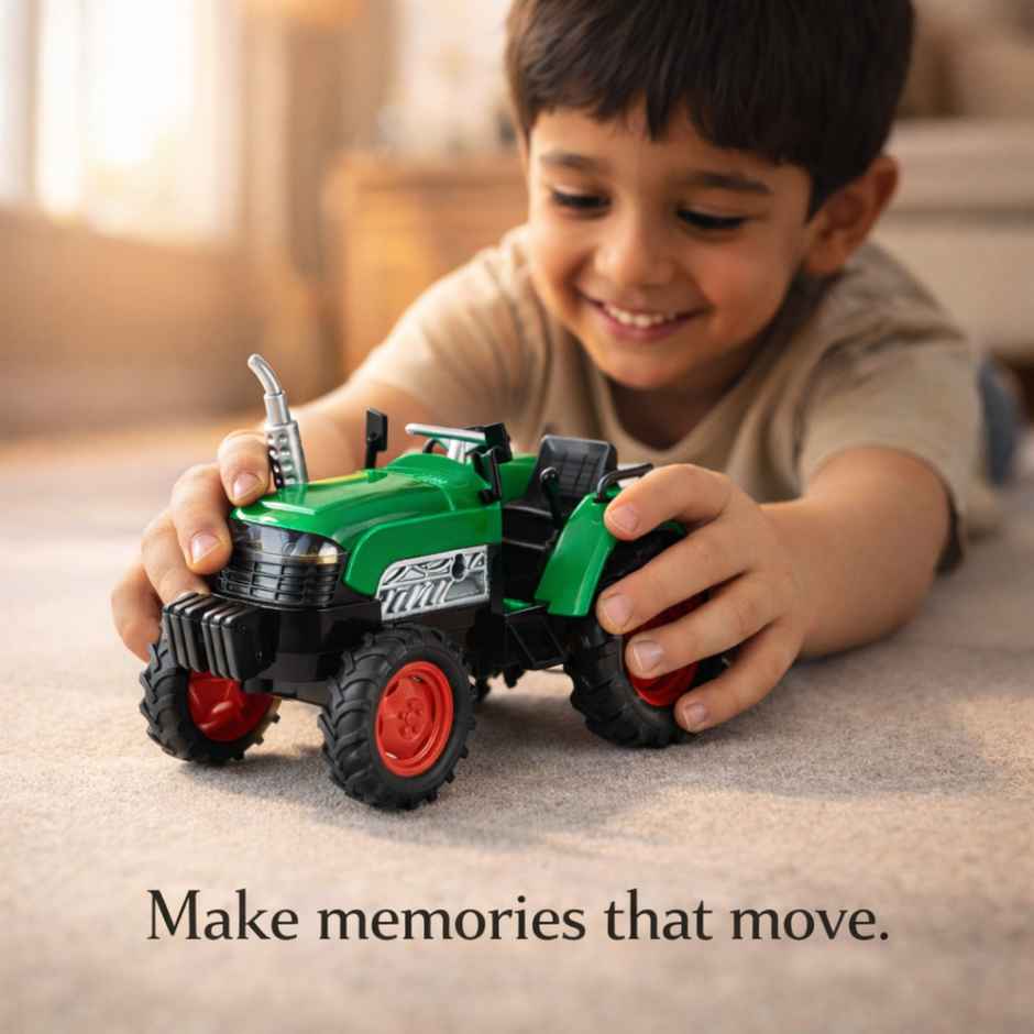 Race n Roll Light & Sound Farm Tractor Adventure Toy Pull back Action Vehicle Green