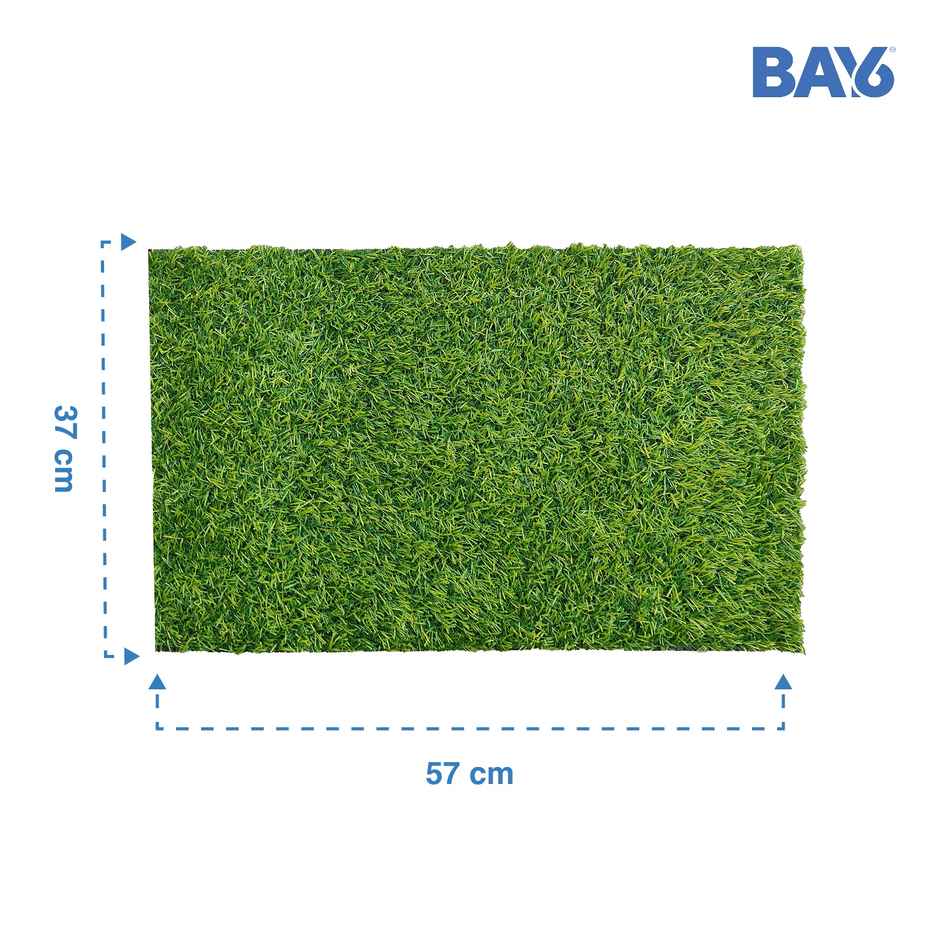 BAY6 PVC Anti-Skid Artificial Grass Outdoor Mat - Green | 2pc - 37 x 57 cm