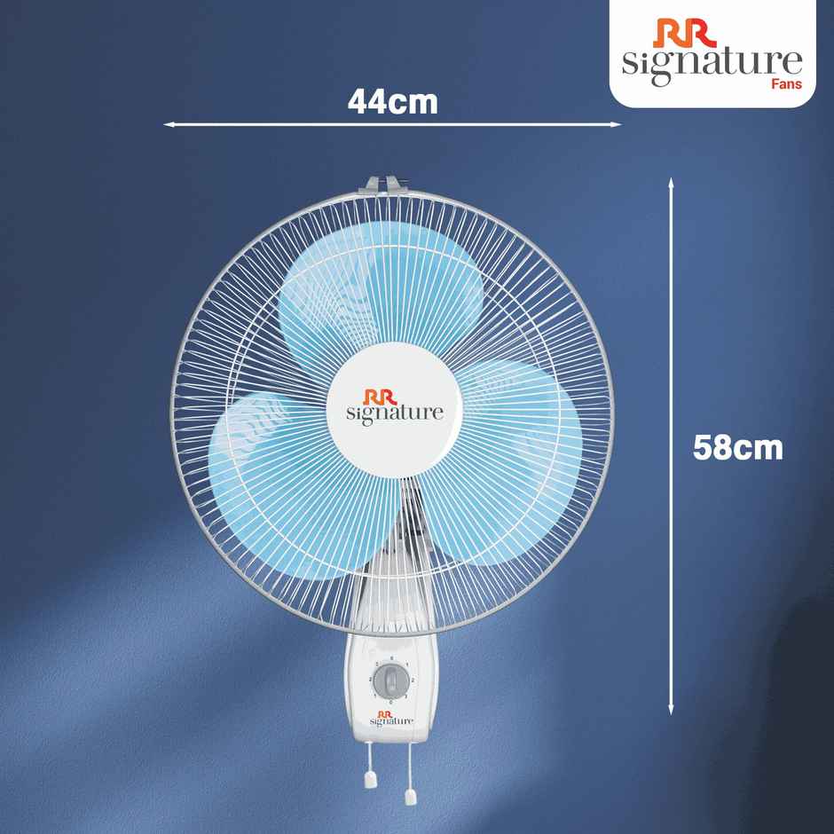 RR Signature Zello Wall Fan, 400mm, Normal Speed, White & Blue