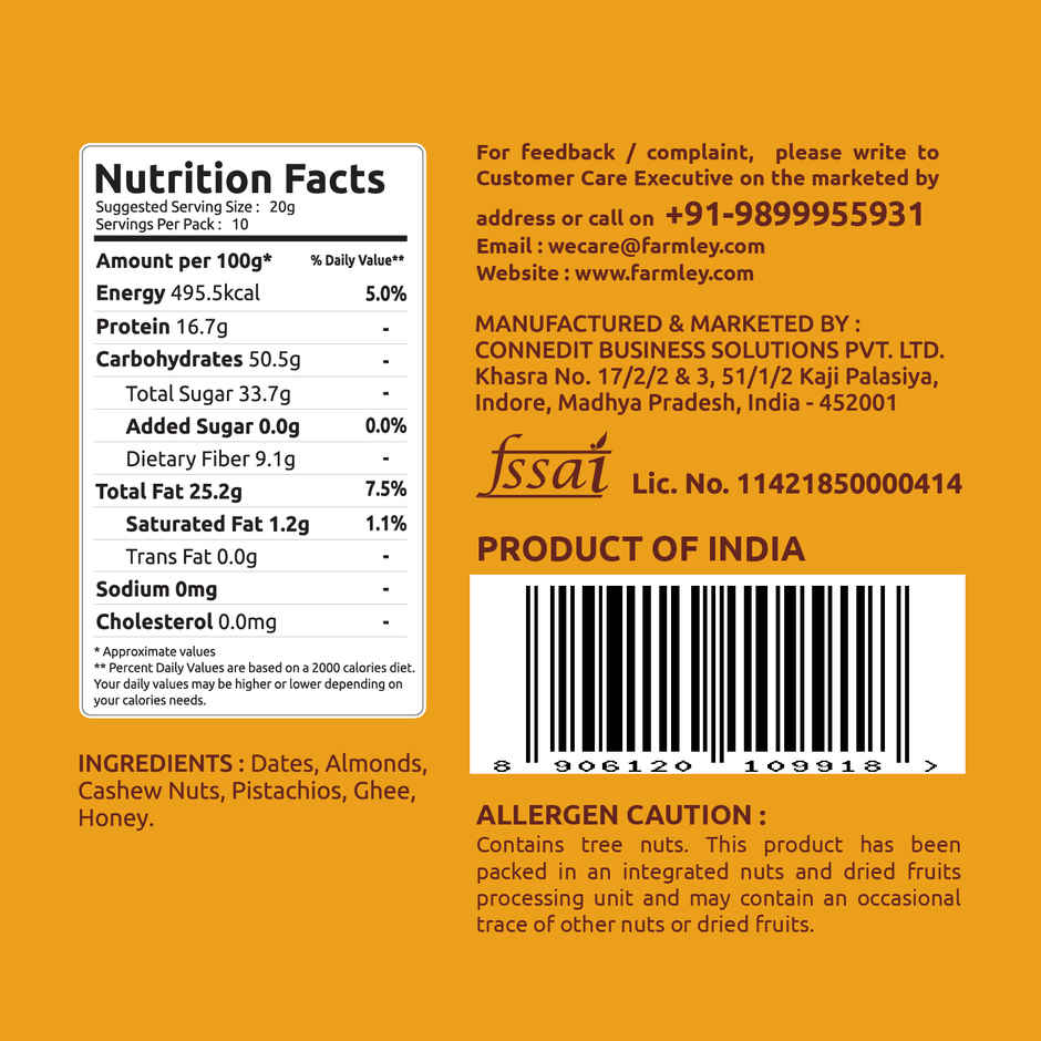 Farmley Date Bites Dry Fruit Burfi - No Added SUGAR Cosmetics Combo