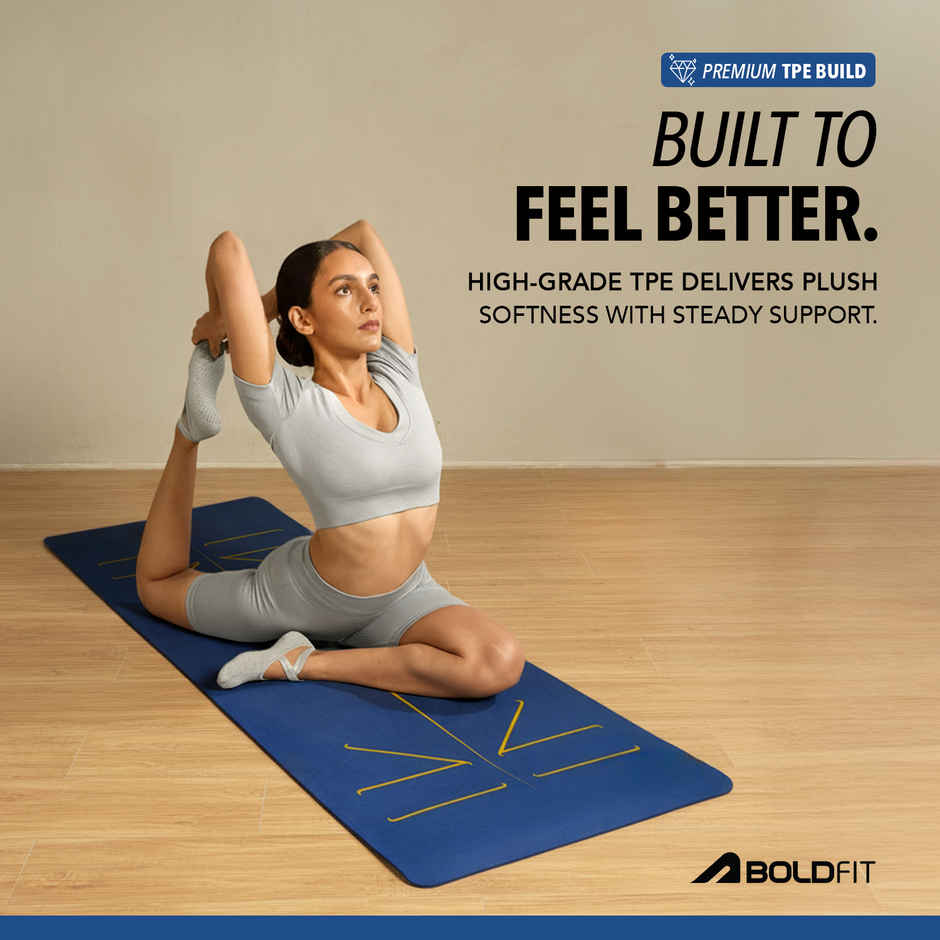 Boldfit TPE Yoga Mat Eco Friendly Non Slip | Carry Bag | Pro Green | 6 mm