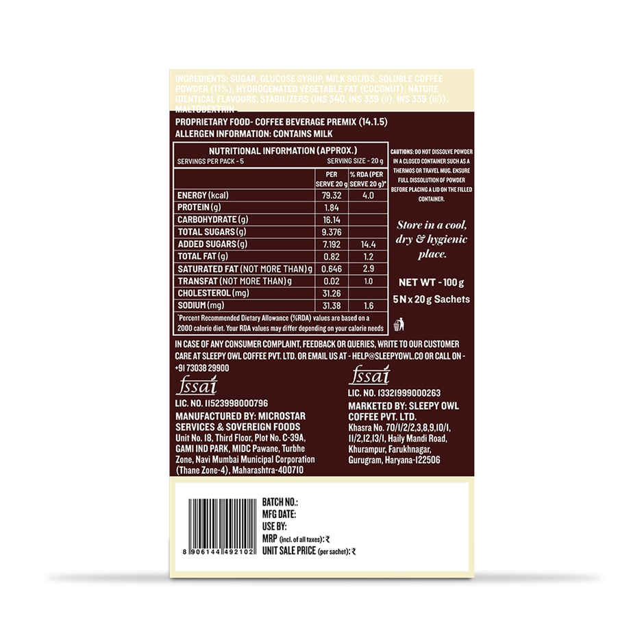 Sleepy Owl Vietnamese Medium Roast Coffee Premix Sachets