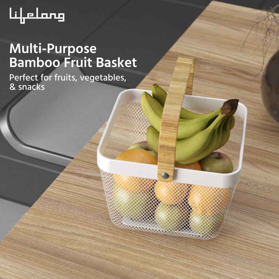 Lifelong Fruit Basket for Dining Table & Kitchen Storage | Mesh Open Storage Bin | Vegetable Basket