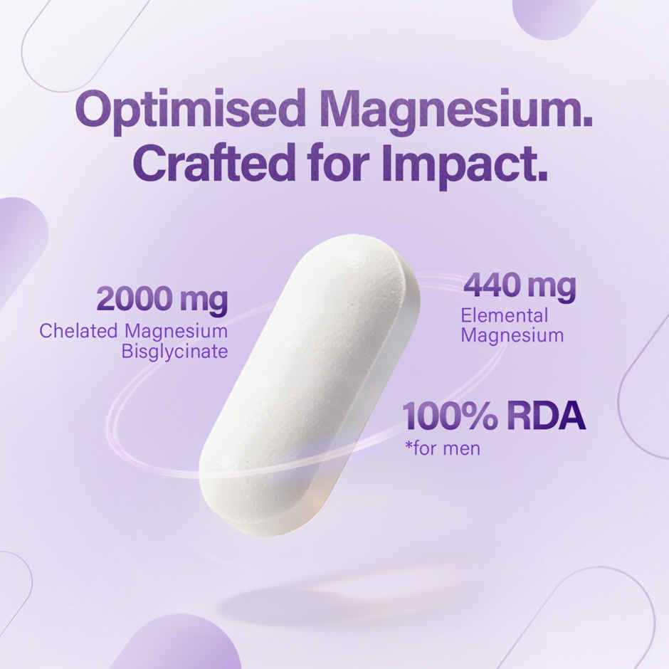 Revital Magnesium Bisglycinate|Chelated|100% RDA| 440mg Elemental| crafted for both Men & Women 