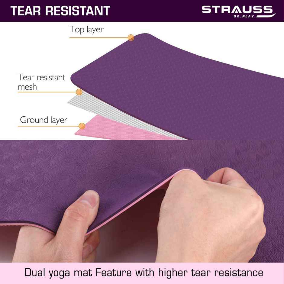 Strauss TPE Eco Friendly Dual Layer Yoga Mat, 6 mm (Pink)