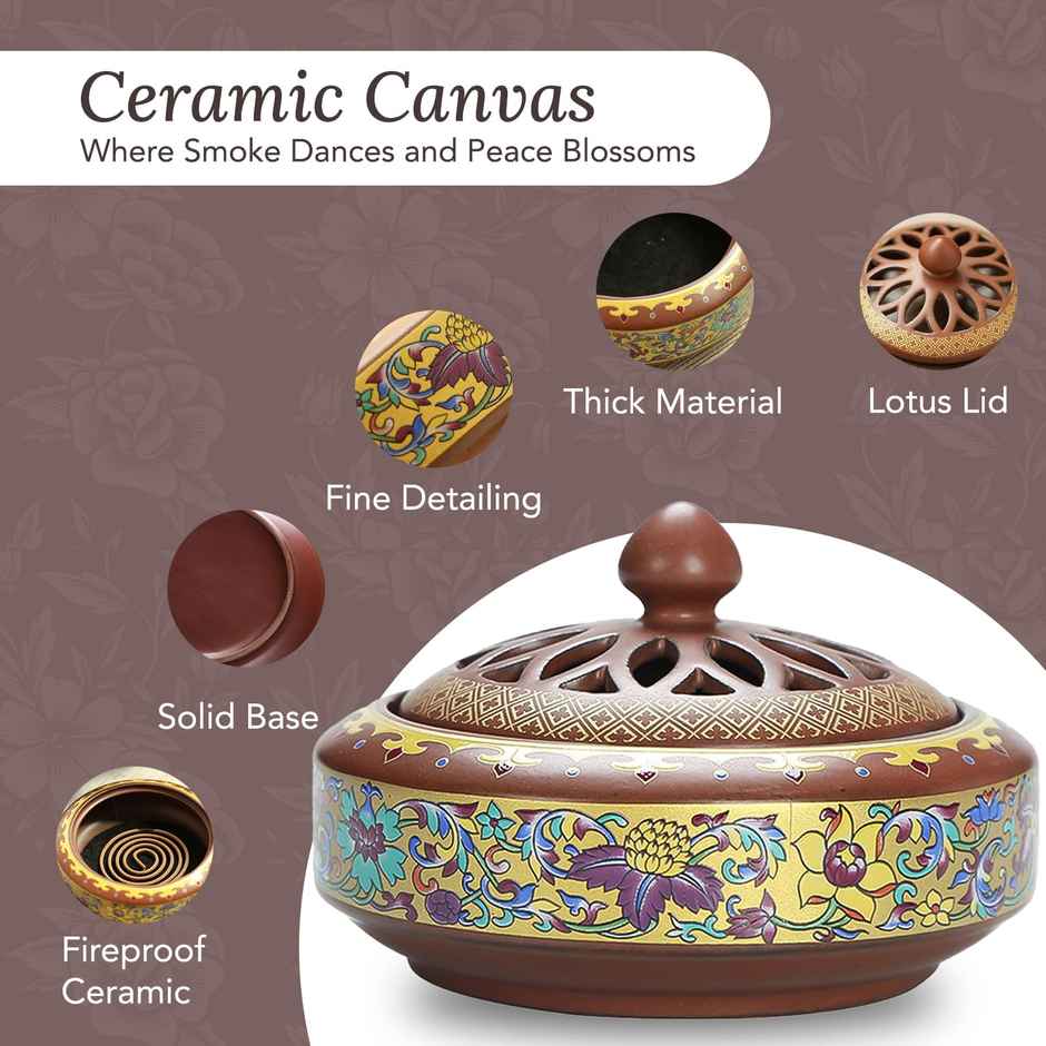 Ekhasa Ceramic Dhoop Dani Loban Burner Holder Stand For Home | Dhup Kapoor Dani For Puja