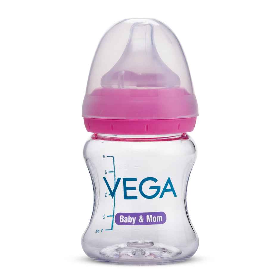 Vega Baby & Mom Tritan Feeding Bottle | 150 ml | Wide Neck - Pink | Bpa-Bps Free | Vbfb4-01
