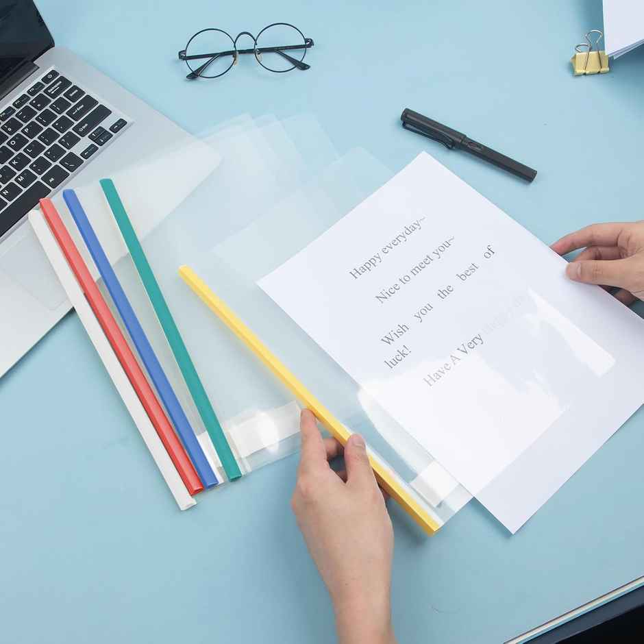 Saya A4 Strip File Folder | Transparent Sliding Bar Report Cover | Pack of 10