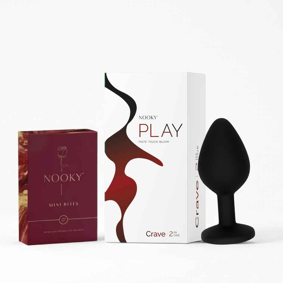 Nooky Crave 2 in 1 Play Kit Core Butt Plug for Couples and Mini Bites Intimacy Chocolate | Medium
