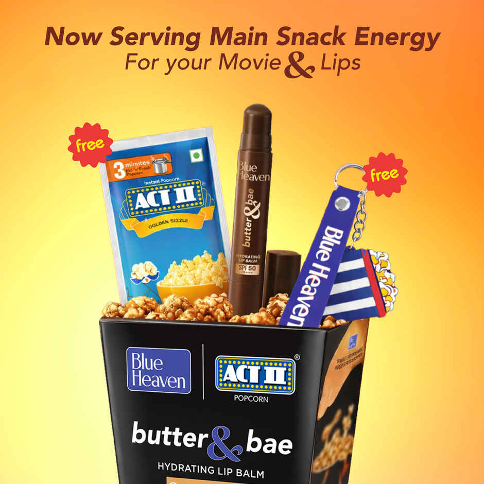 Blue Heaven Butter & Bae SPF 50 Lip Balm with Free Key Chain & Popcorn