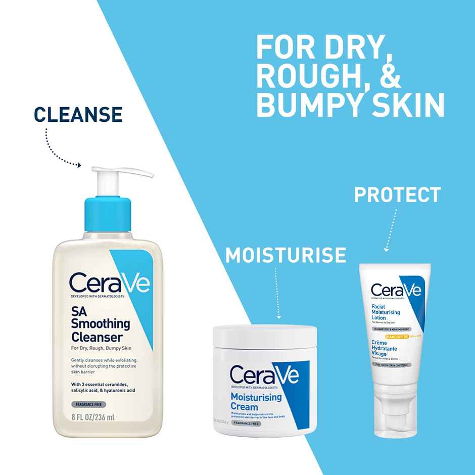 CeraVe Smoothing Cleanser | Dry, Rough & Bumpy Skin | Face Wash With Salicylic Acid & Ceramides