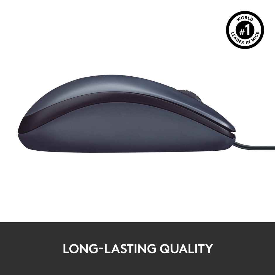 Logitech B100 Corded Wired USB Right or Left Hand Use Mouse for Computers and laptops - Black