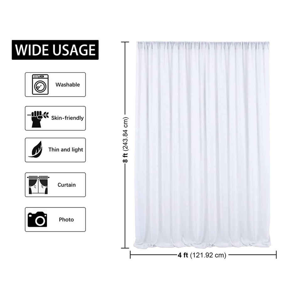 White Net Backdrop Curtain with Wisteria Decoration for Wedding Festival | Party Propz