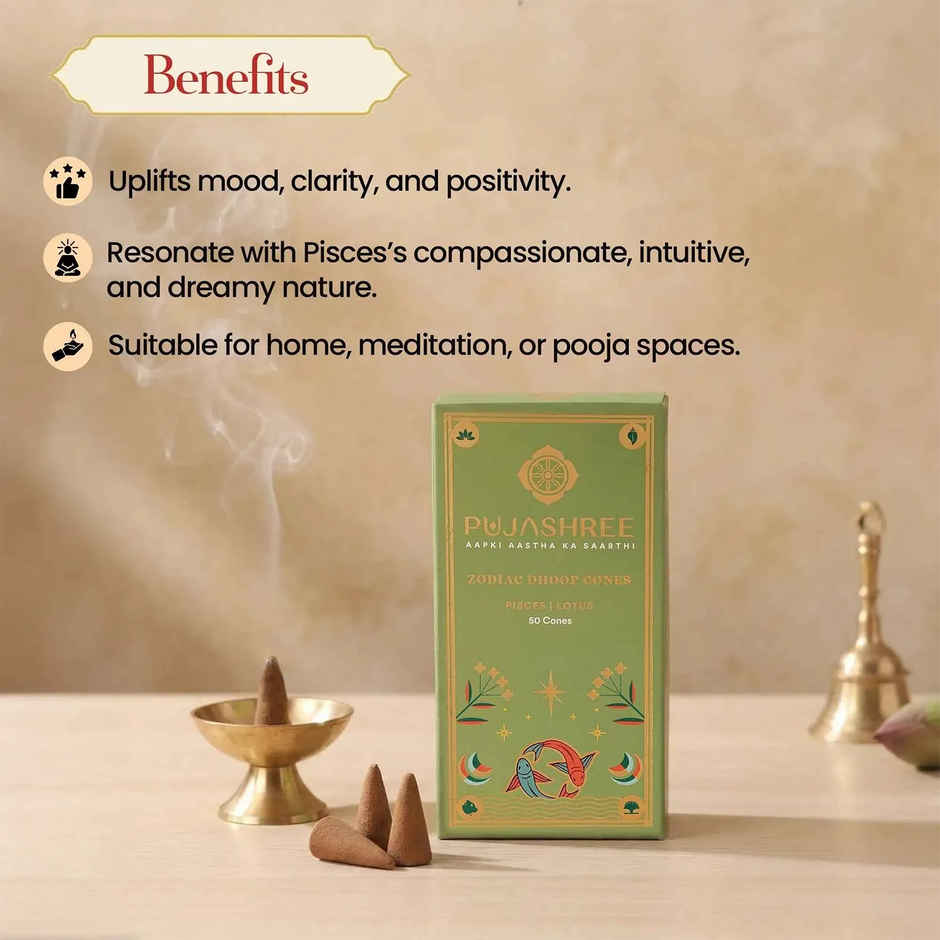 Pujashree Zodiac Dhoop Cones | Pisces - Lotus