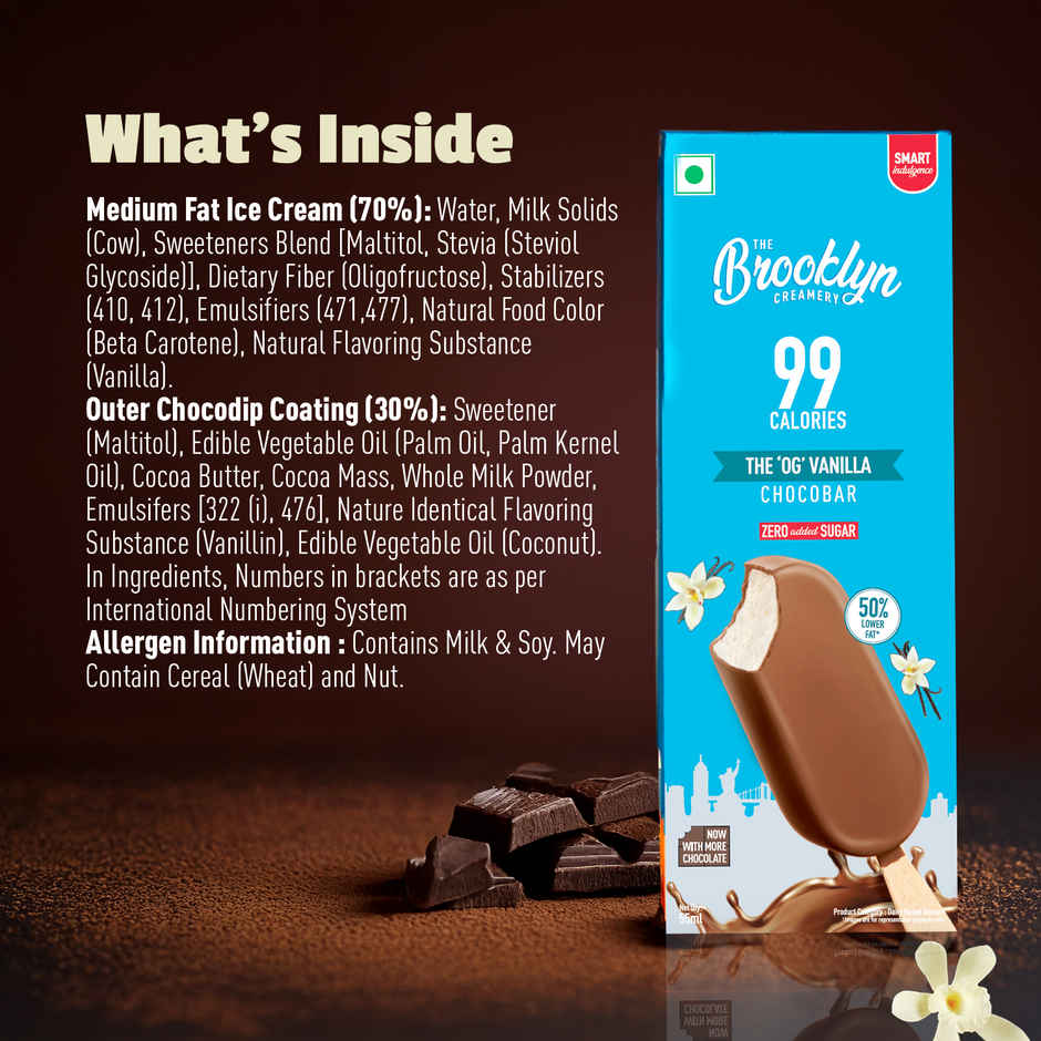 The Brooklyn Creamery 'OG' Vanilla Chocobar Ice Cream|Low Calorie Zero Added Sugar