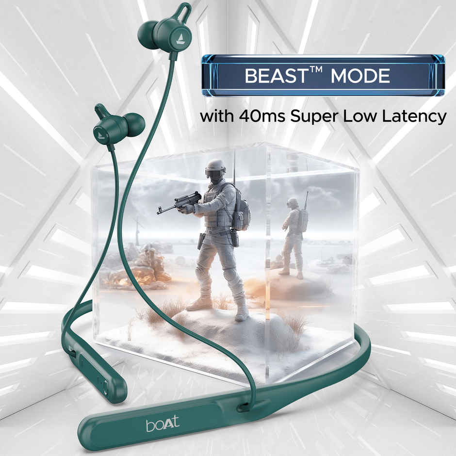 boAt Rockerz 255 Touch BT Neckband w/ 30H Playtime, Full Touch Controls & Spatial Audio (Teal Green)