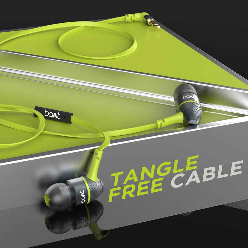 boAt Bassheads 225 in-Ear Wired Headphones with Mic (Neon Lime)