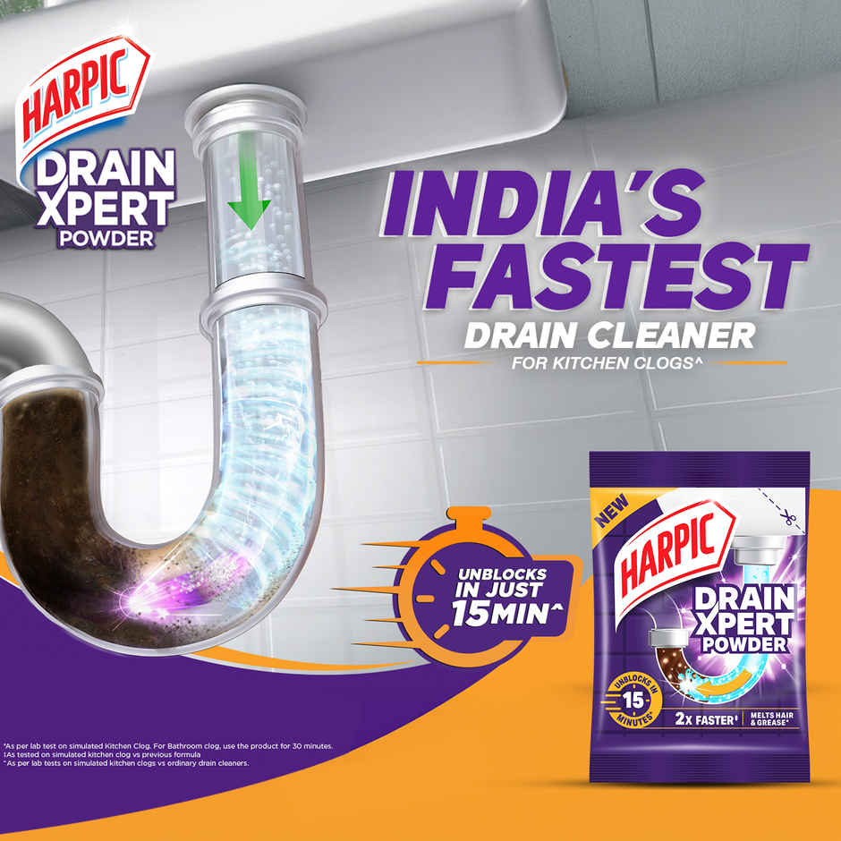 Harpic Drain Cleaner Powder | Sink & Pipe Cleaner For Drainage Block Combo