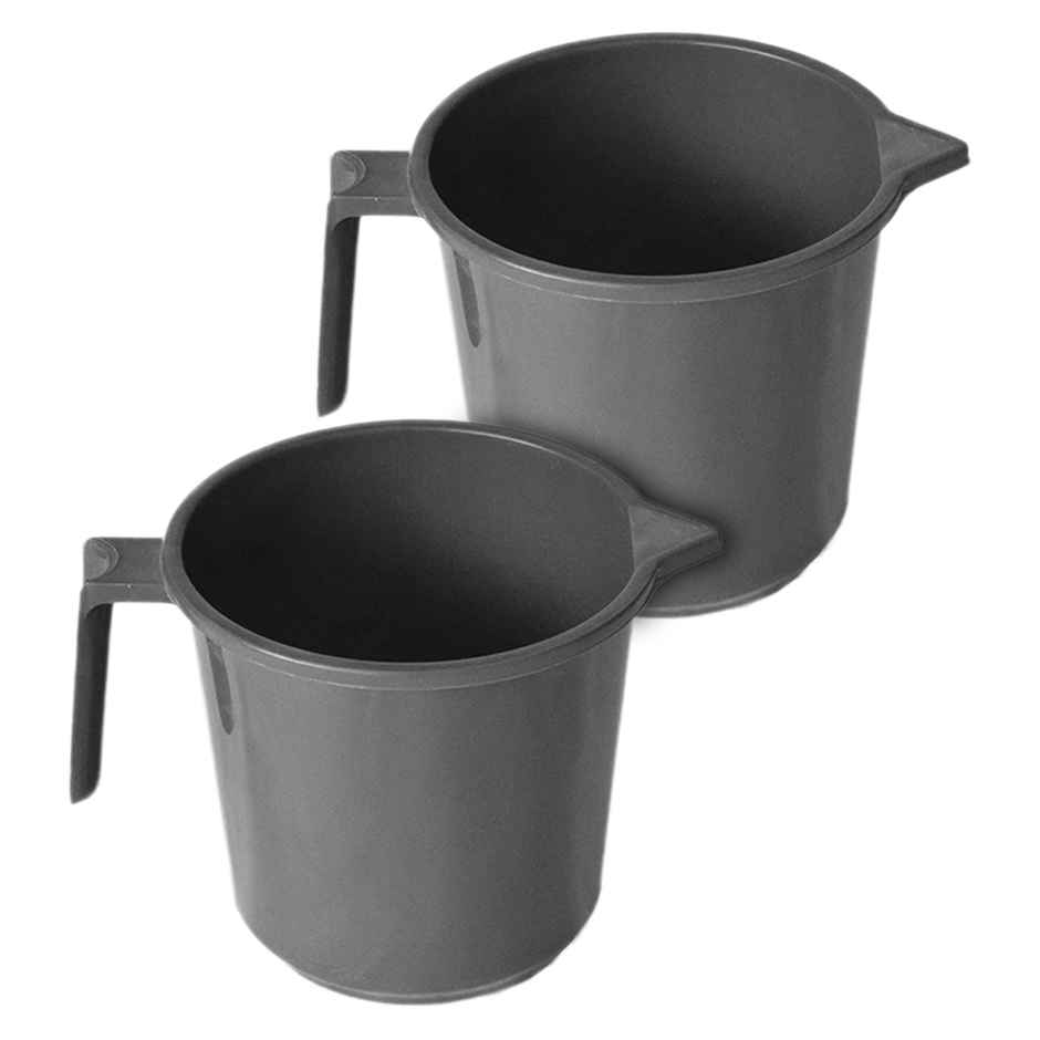 Kuber Industries Plastic Lightweight | Unbreakable Bathroom Mug 1.5 litre (Grey | Pack of 2)