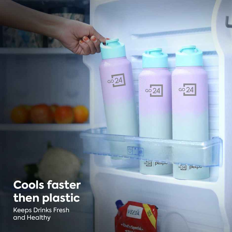 Pexpo Craft Pro Stainless Steel Sports | Fridge Water Bottle with Sipper Cap | Purple & Green Ombre