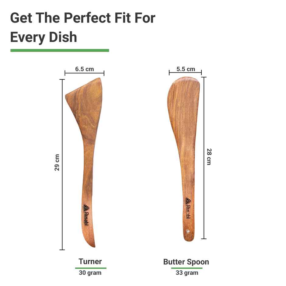 Rusabl Pure Sheesham Wooden Spatulas for Cooking & Baking, Non-Stick, Heat Resistant