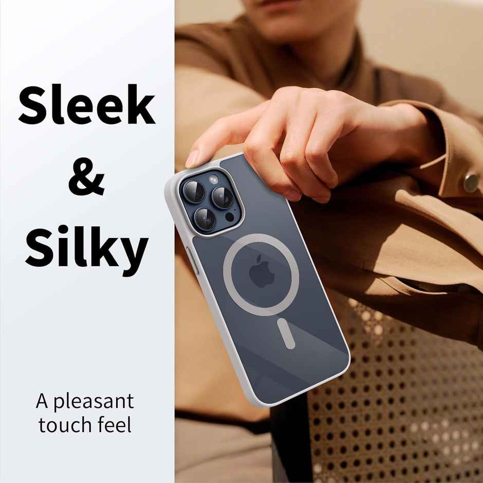 ExpressB For iPhone 15 Pro Case Thin Matte Anti-Scratch For Magsafe Shockproof Protection - Grey