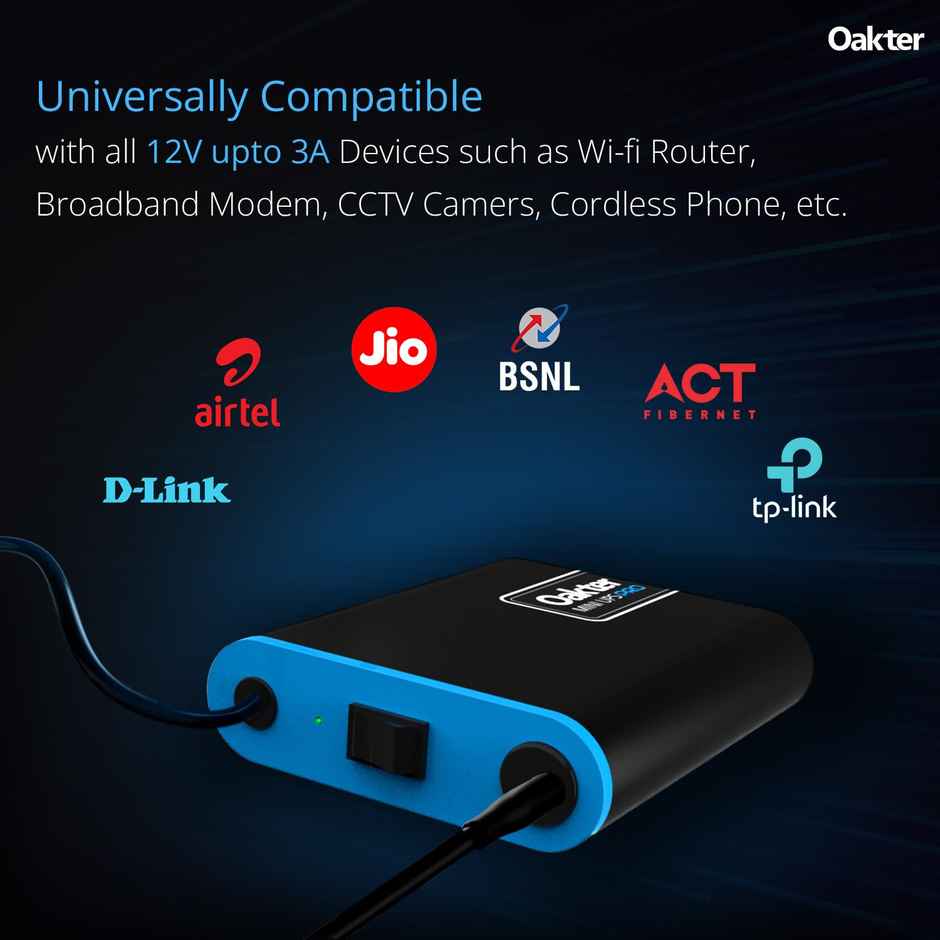Oakter Mini UPS PRO for 12V-3A WiFi Router Power Backup Upto 8 Hours